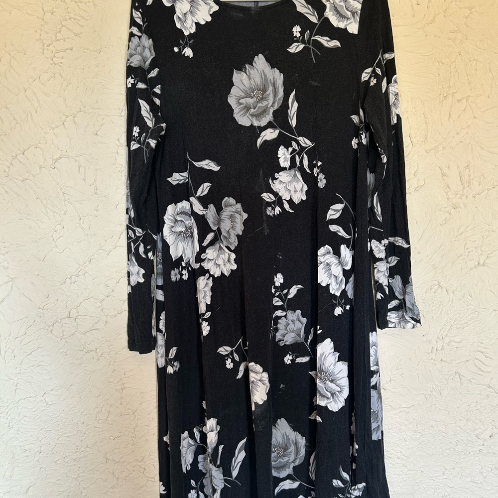 Floral Black and White Dress